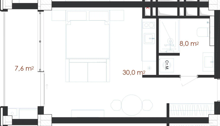 45,6 m²