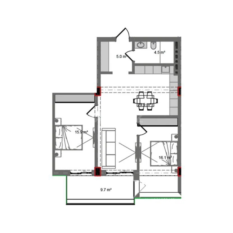 95,9 m²