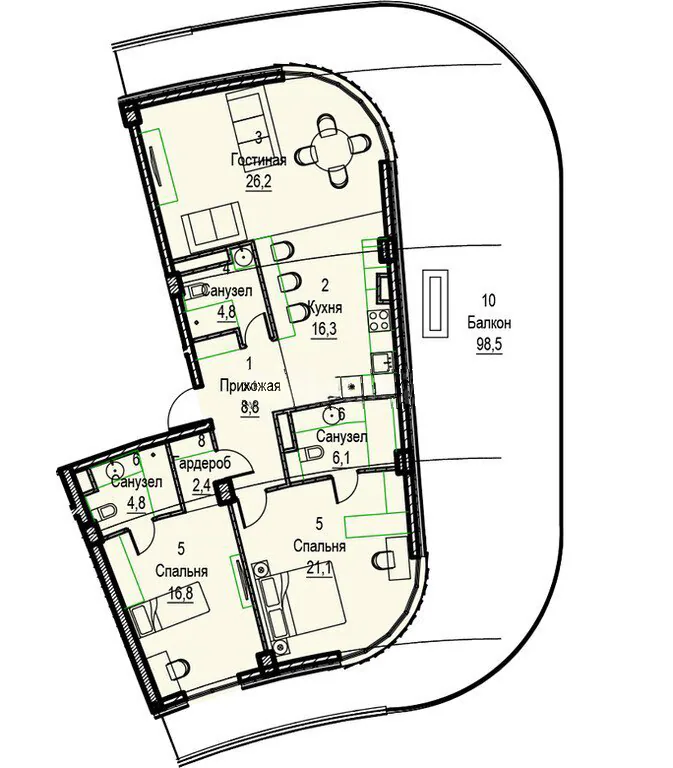 228 m²
