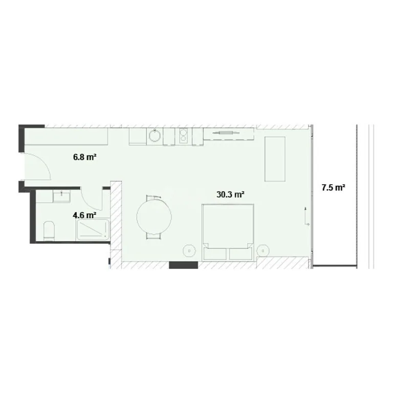 57,7 m²