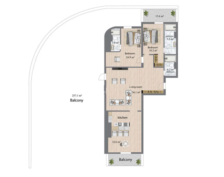 456,3 m²