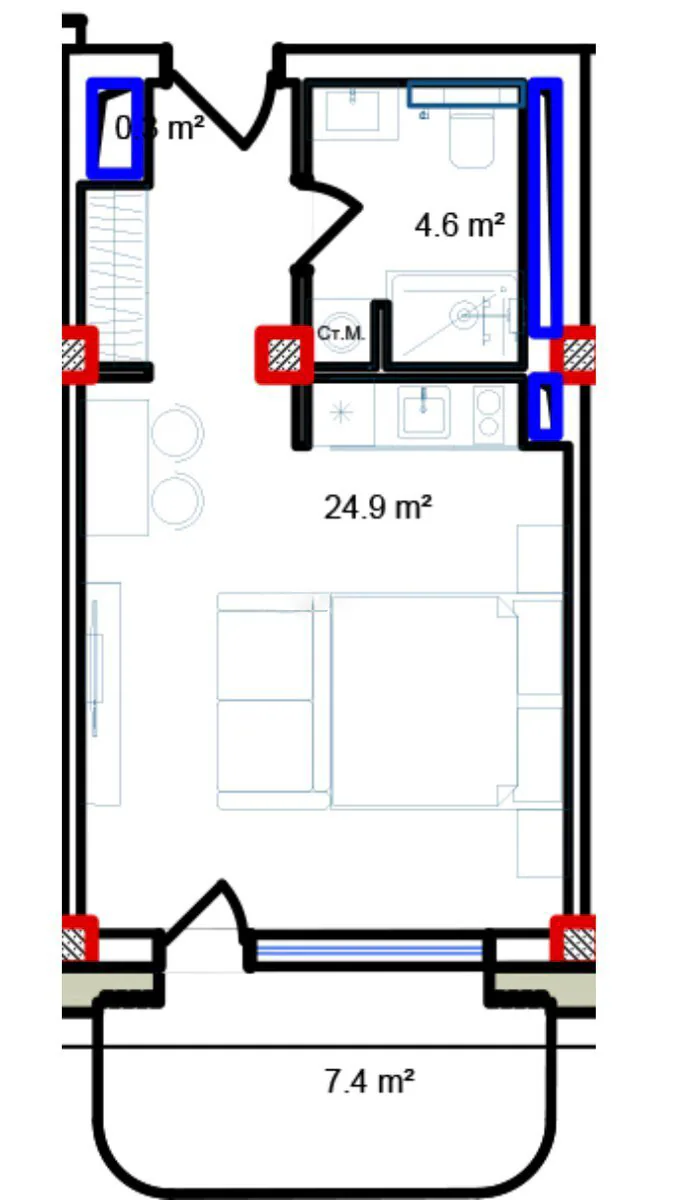 45 m²