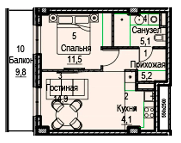 59,5 m²