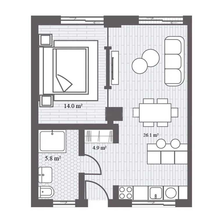 59,57 m²