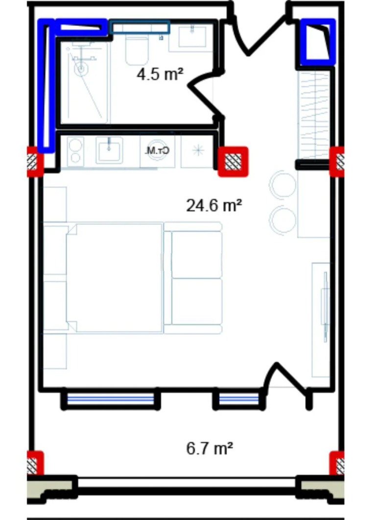 43,8 m²