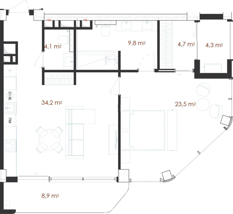 89,5 m²