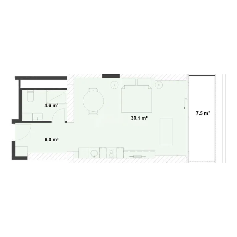 56,7 m²