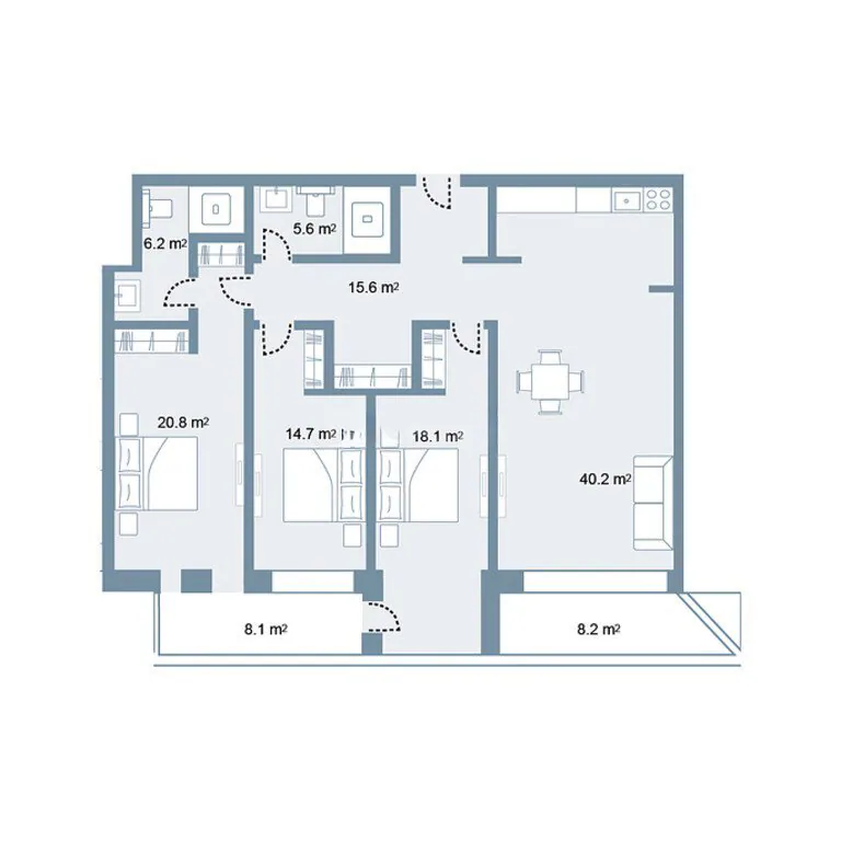 158,6 м²