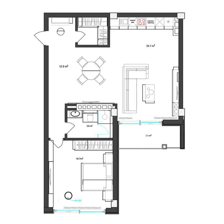 102 m²