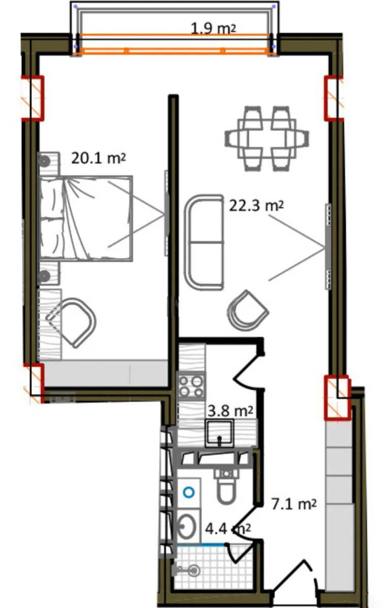 70,9 m²