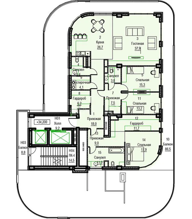 316,8 m²