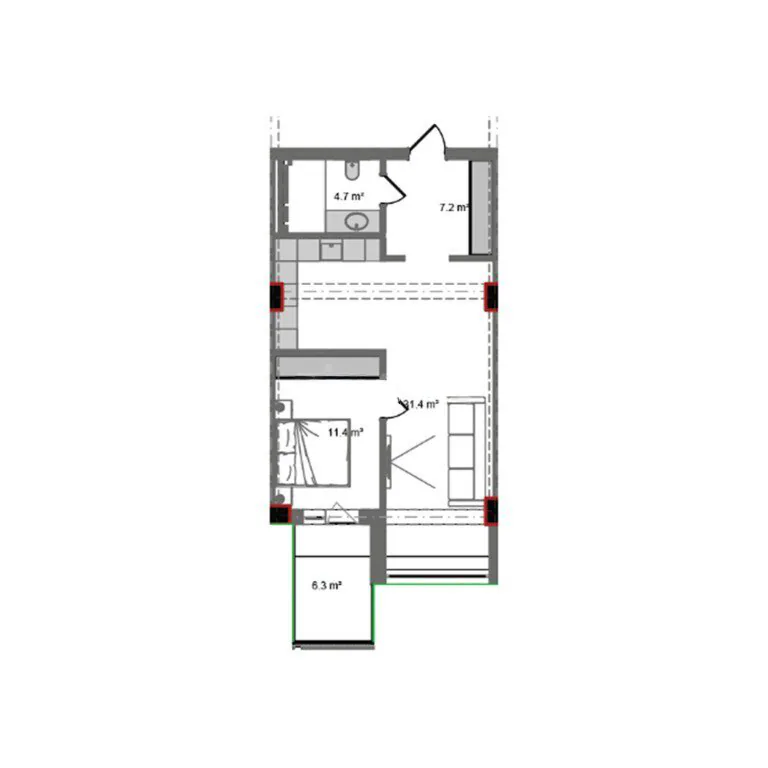 74,7 m²