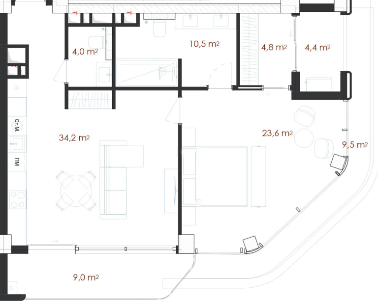100 m²