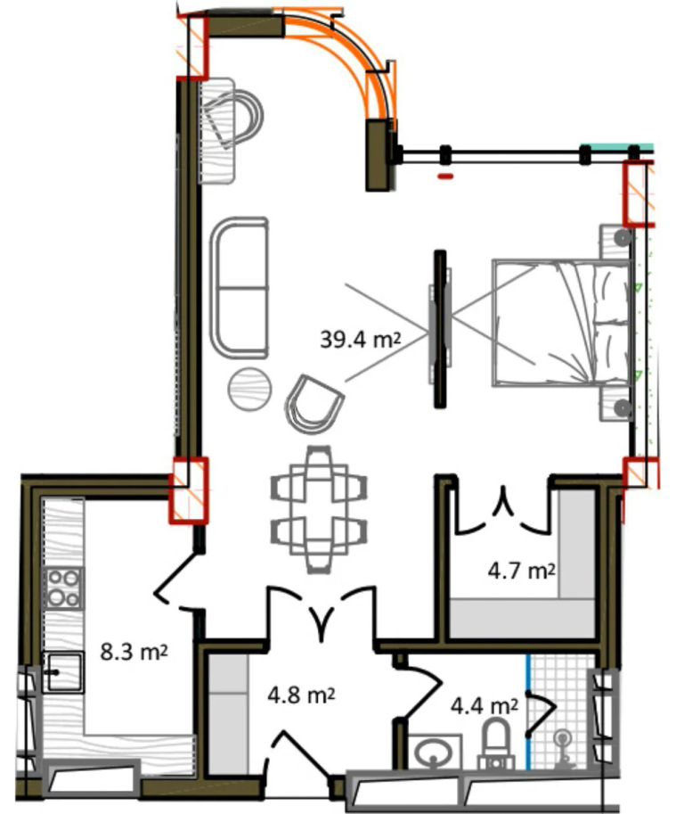 73,4 m²